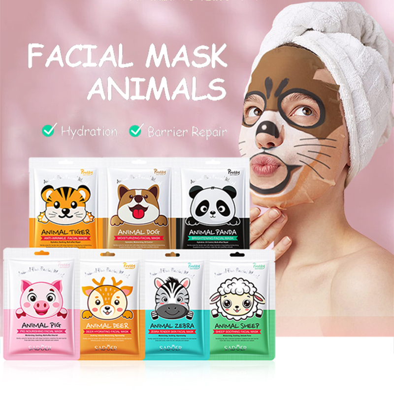 Skincare Animate - 5 個 SADOER 動物柄マスクフェイスマスク保湿抗しわアンチエイジング美白フェイシャルマスクスキンケア